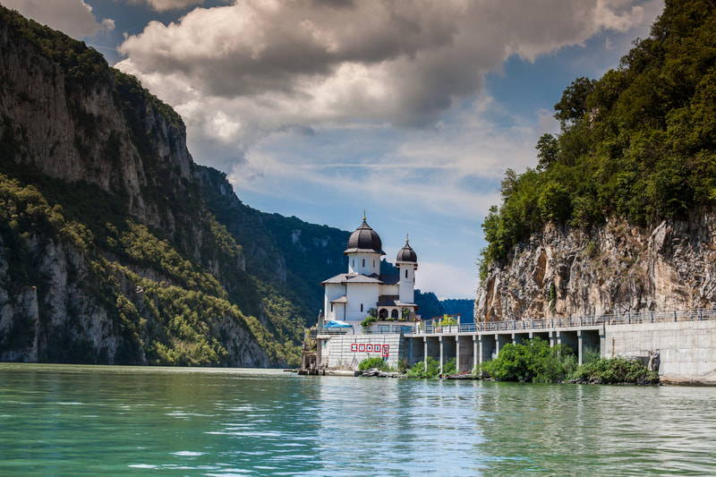 Iron Gates Monastery Danube River Romania