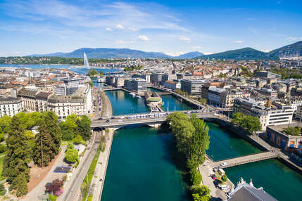Aerial City View Geneva Switzerland