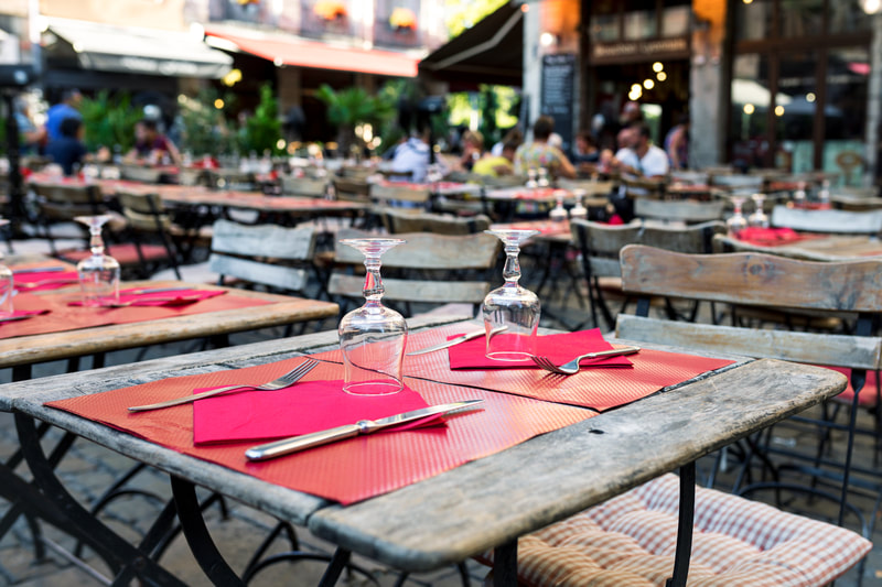 Street restaurant dining in Lyon France