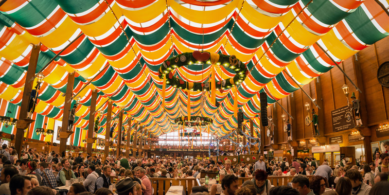 Inside tent Munich annual Oktoberfest