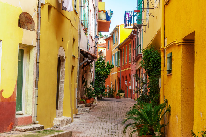 French Riviera streets in Nice, France