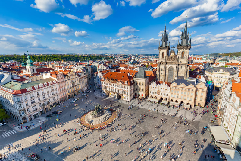 Old Town Square with Jan Hus Memorial, Prague