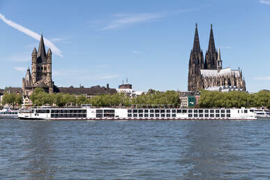 European cruises on Rhine River in Cologne, Germany