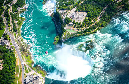Aerial view of Niagara Falls cruise