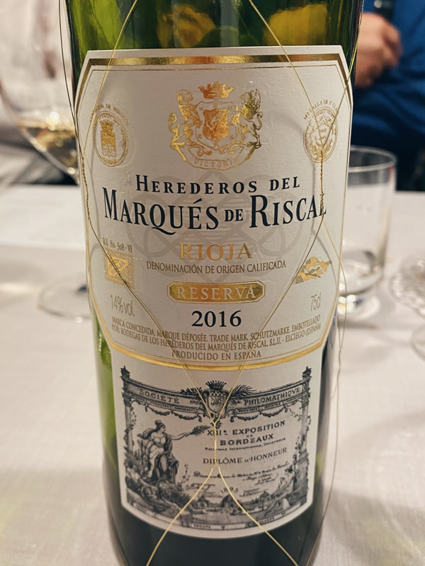 Herederos de Marqués de Riscal Rioja Reserva 2016 wine at Abaco Restaurant Pamplona Spain