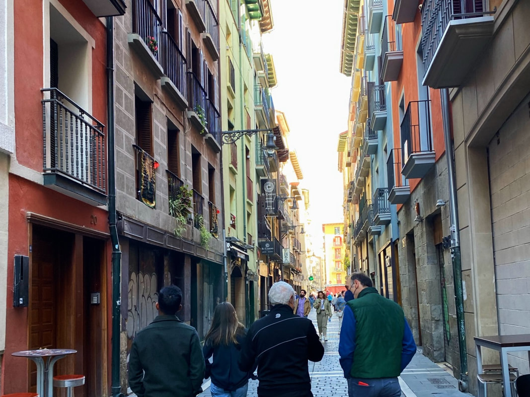 Walking the streets of Pamplona, Navarre, Spain