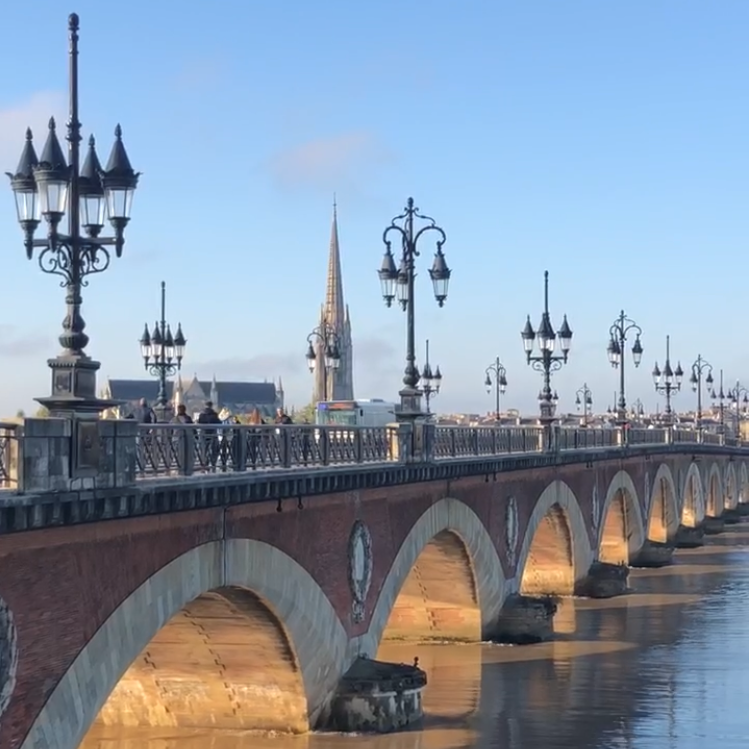 The Pont de Pierre in Bordeaux, France bridge