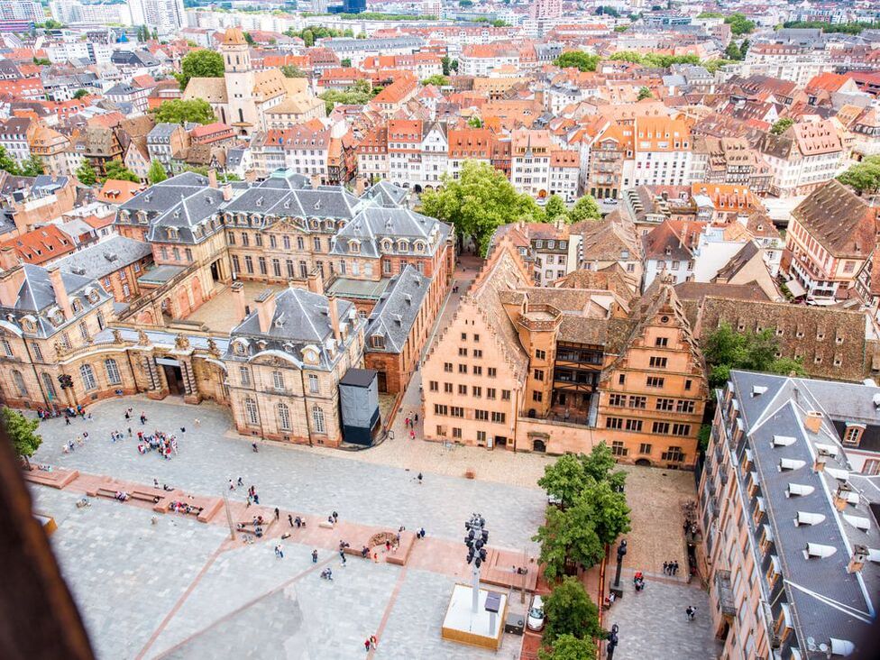 Bird's-eye view of Strasbourg, France river cruise