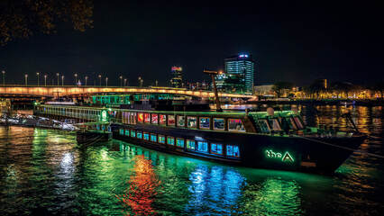 Uniworld River Cruises' The A ship exterior at night