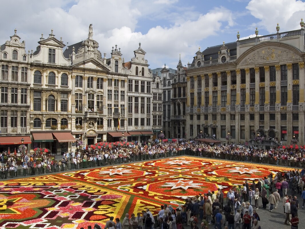 Spring river cruise takes travelers to a flower festival in Brussels, Belgium